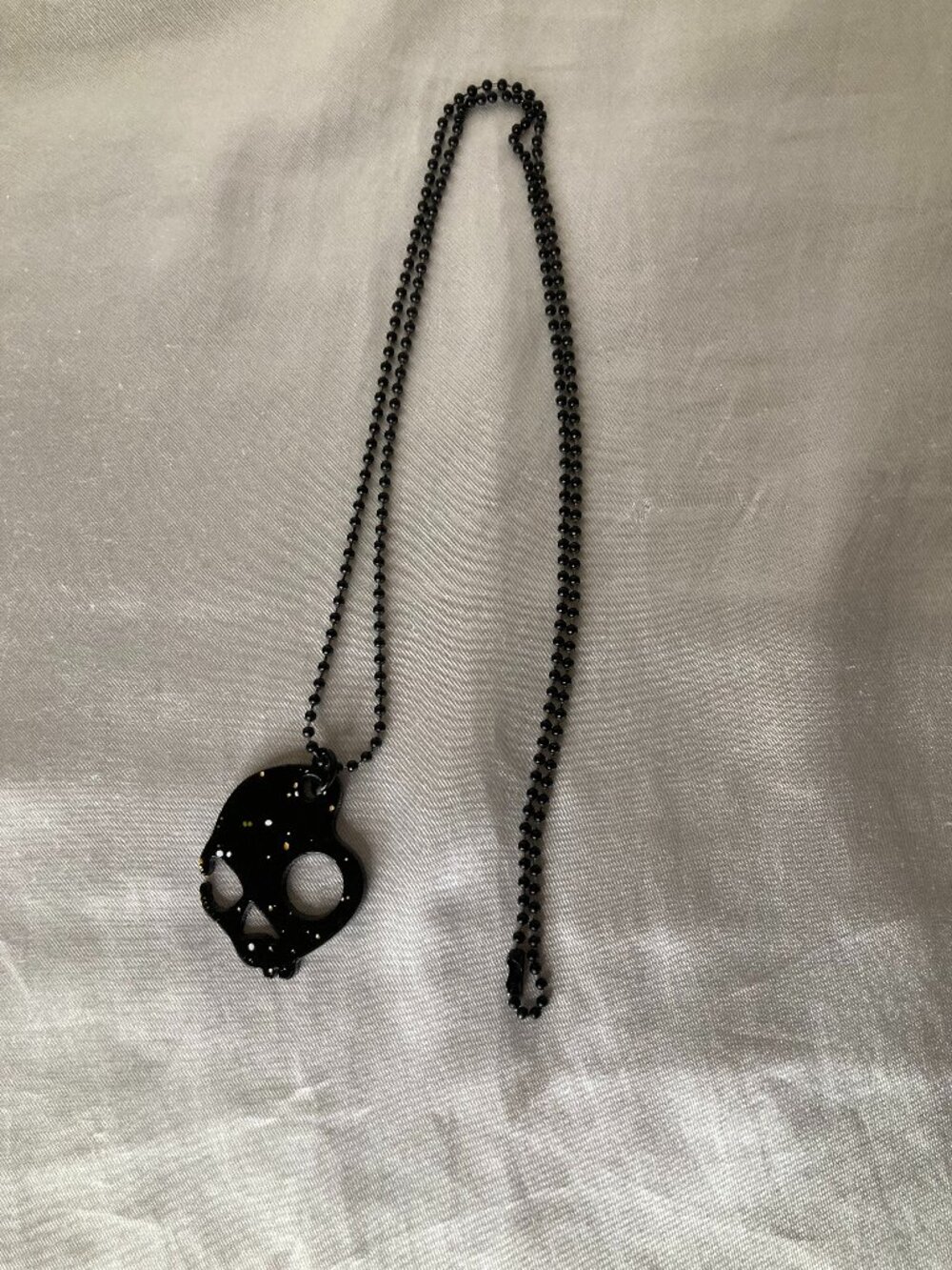 Skullcandy Black Metal Logo Necklace - Gold/White Spots - 30" Chain RARE!